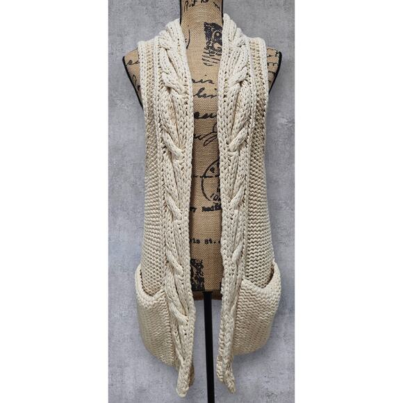 White + Warren Cable, Chunky, Open Knit, Cardigan Sweater- Pockets Womens Sz XL - Picture 2 of 15